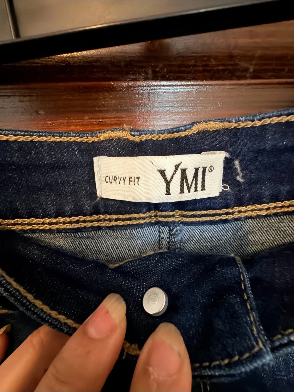 YMI Dark Blue Distressed Frayed Hem Jean Shorts